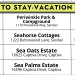 List of Places to stay on Sanibel & Captiva